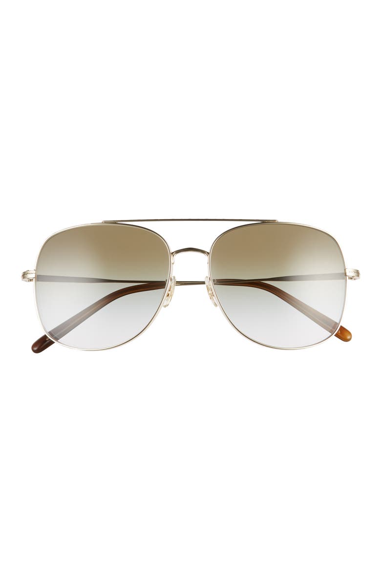 Taron 58mm Gradient Aviator Sunglasses, Main, color, GOLD/ GREEN