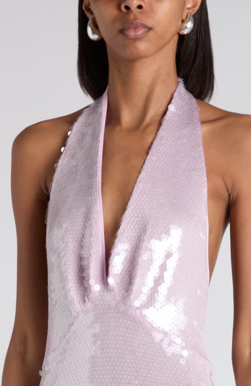Bottega Veneta Halter Sequin Midi Dress In Pink