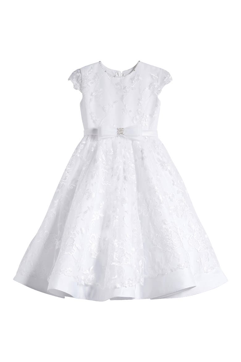 Kids' Floral First Communion Dress, Main, color, WHITE
