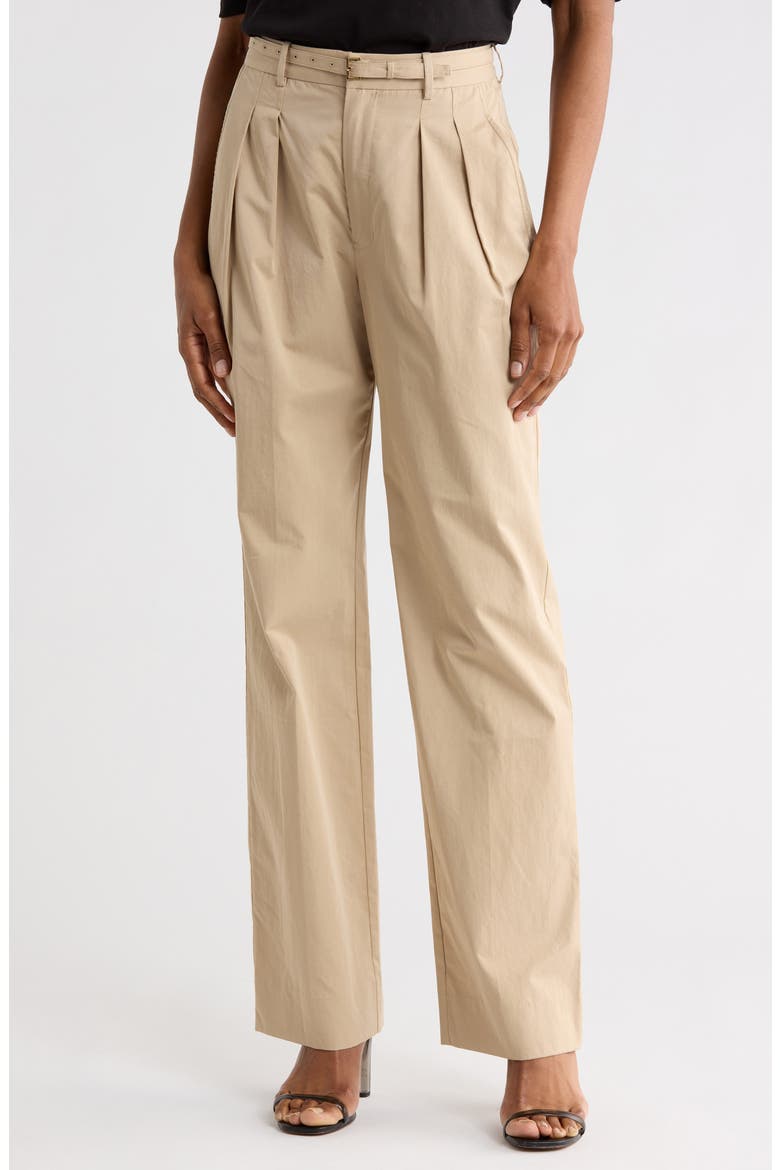 Pleated Wide Leg Trousers, Main, color, LIGHT KHAKI