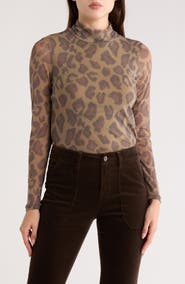 Sanctuary Everyday Mock Neck Long Sleeve Mesh Top