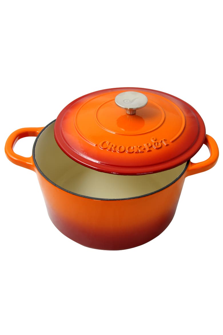 5 Quart Round Enameled Cast Iron Dutch Oven, Alternate, color, Orange