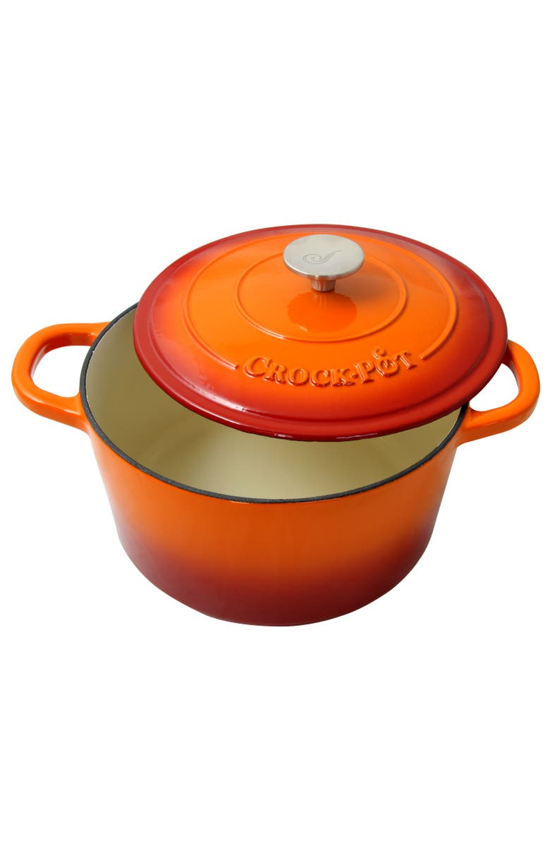 Crock-pot 5 Quart Round Enameled Cast Iron Dutch Oven, Alternate, color, Orange