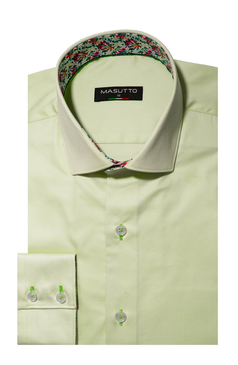 MASUTTO Jude Solid Button-Up Long Sleeve Shirt, Main, color, Green