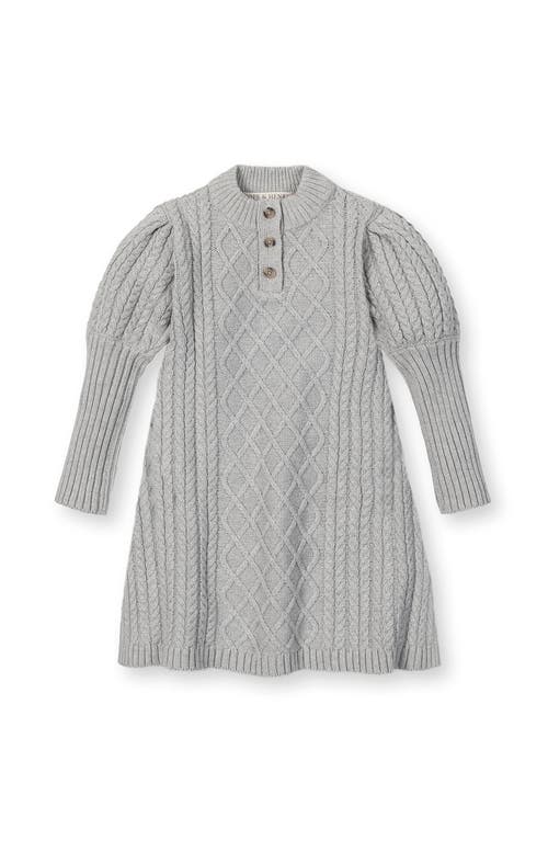 Hope & Henry Kids' Organic Long Sleeve Mock Neck Button Placket Sweater Dress In Gray