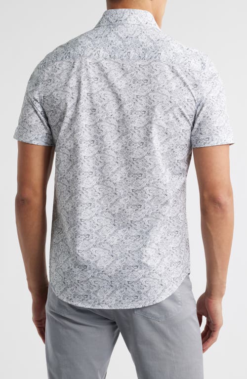 Bugatchi Miles Ooohcotton® Abstract Print Short Sleeve Button-up Shirt In Platinum