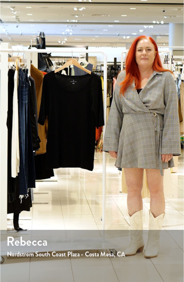 Ballet Neck Cotton & Modal Knit Elbow Sleeve Tee, sales video thumbnail