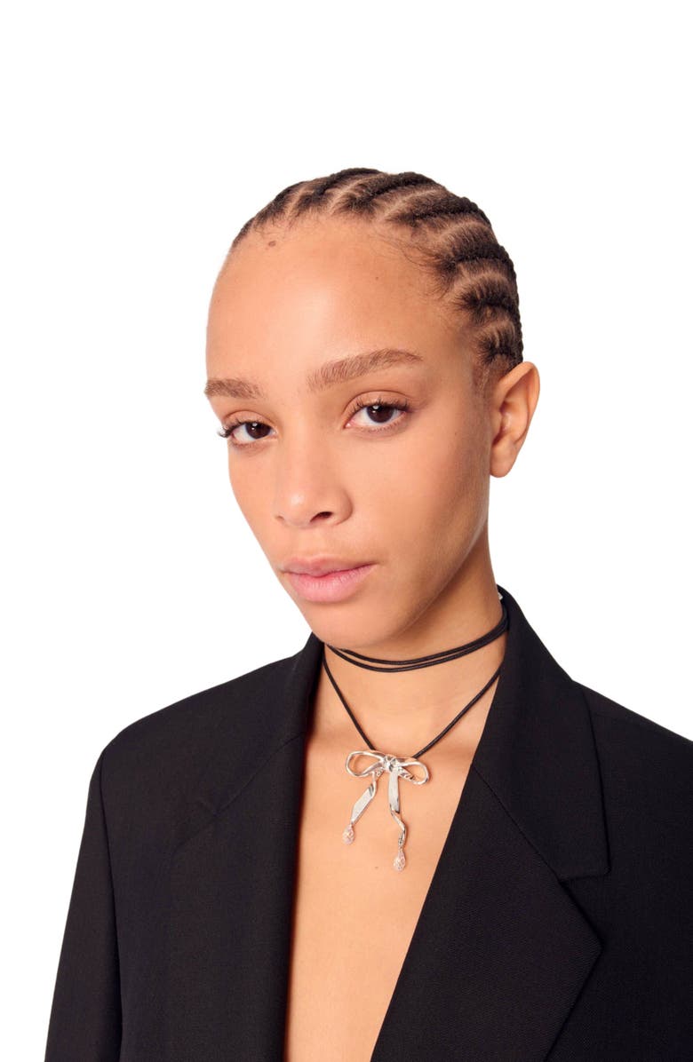 maje Belted suit jacket, Alternate, color, Black