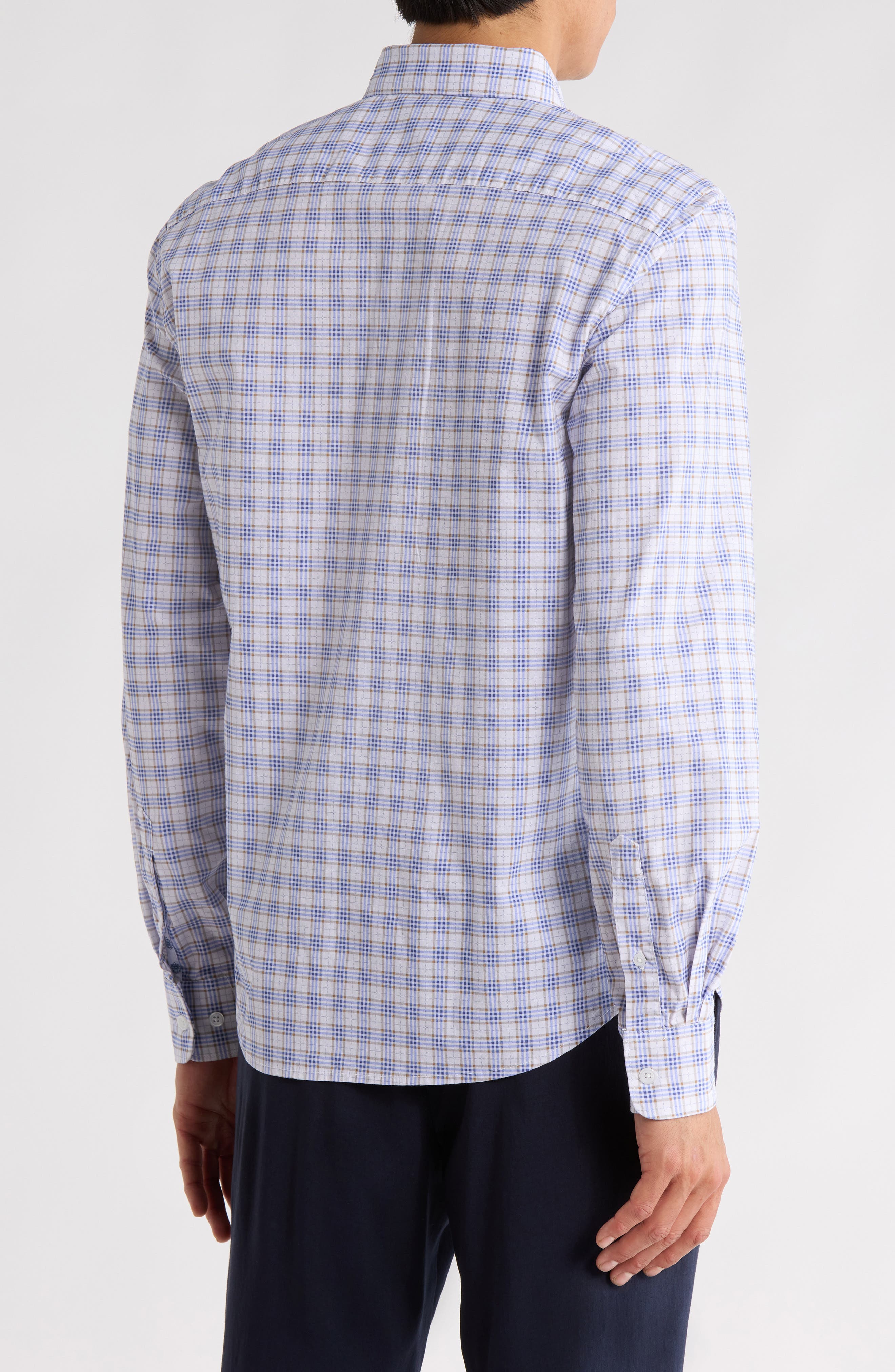 Gingham Print Performance Button-Down Shirt - image 2