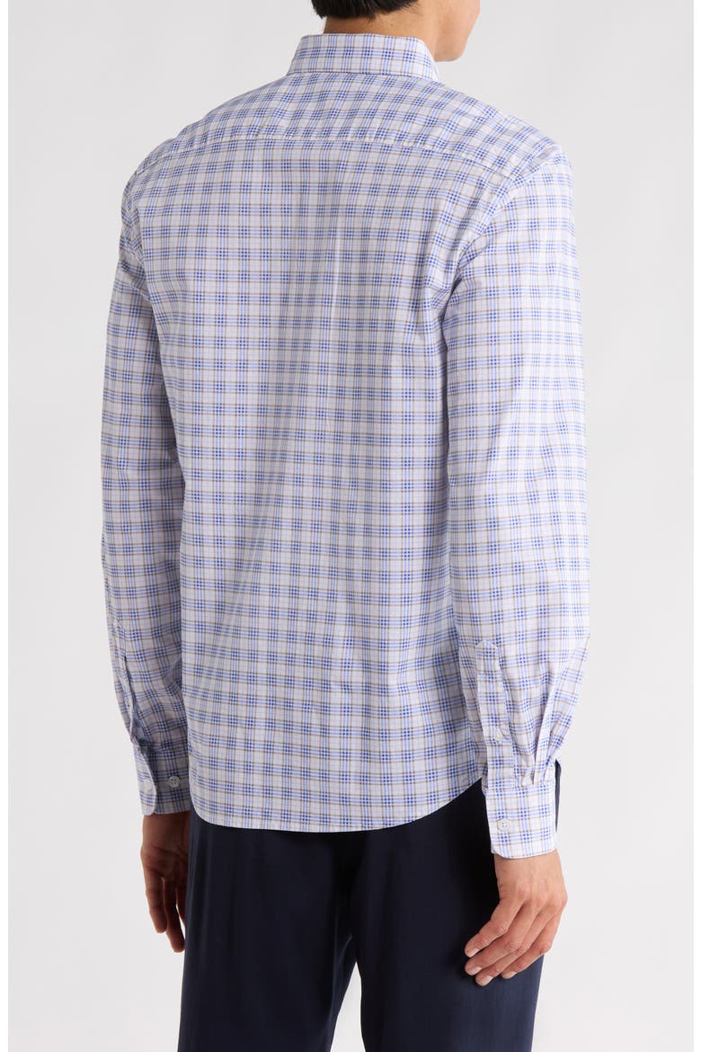 Gingham Print Performance Button-Down Shirt, Alternate, color, WHITE