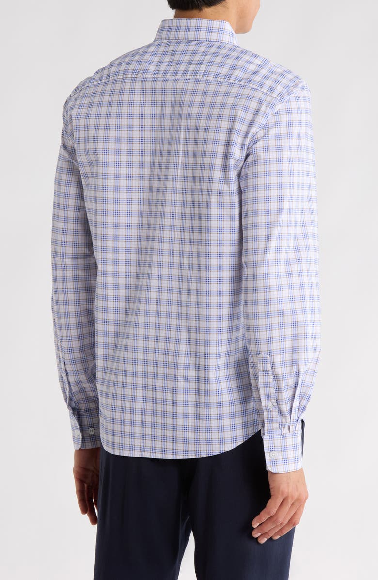 DENIM AND FLOWER Gingham Print Performance Button-Down Shirt, Alternate, color, White