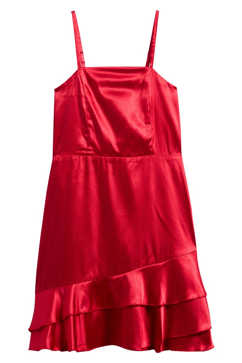 Kids' Ruffle Satin Dress, Main, color, RED