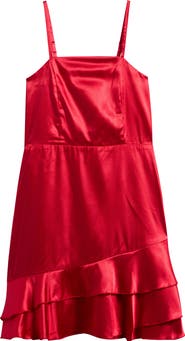 Ava & Yelly Kids' Ruffle Satin Dress