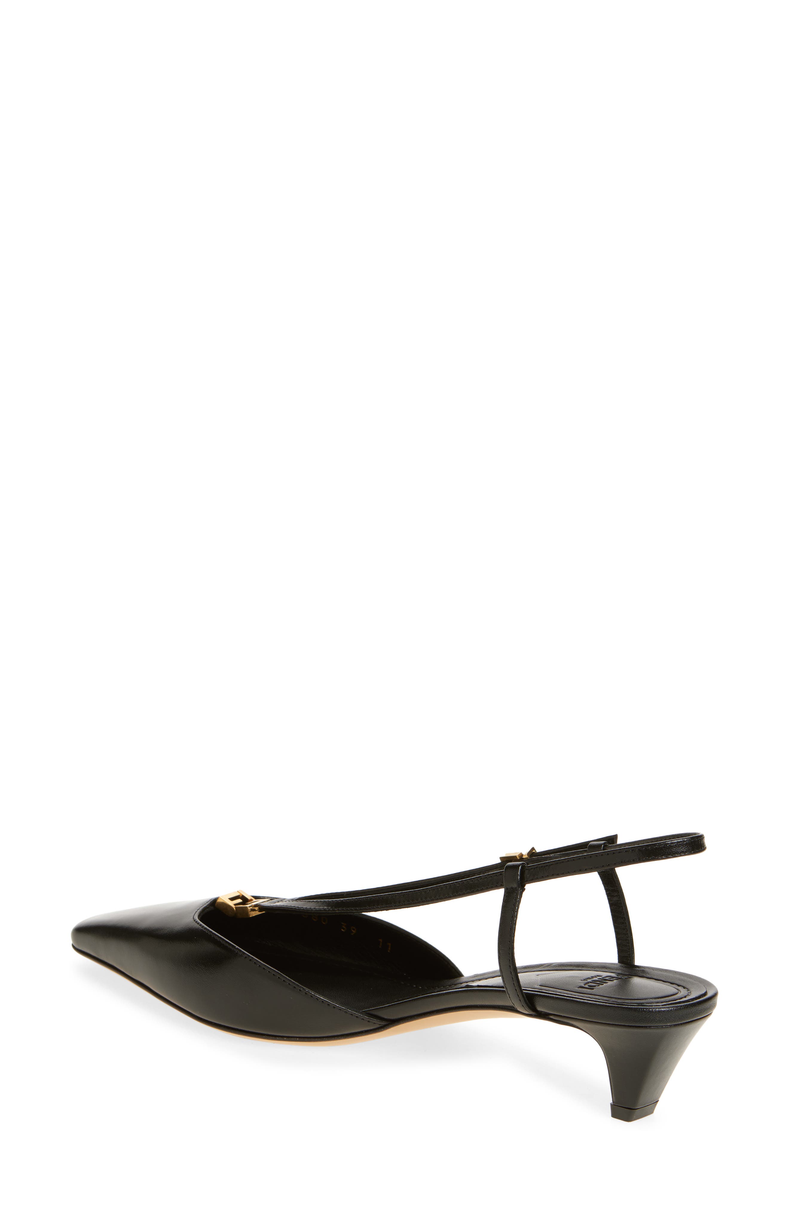 Fendi Fold Kitten Heel Slingback Pump, Alternate, color, Nero