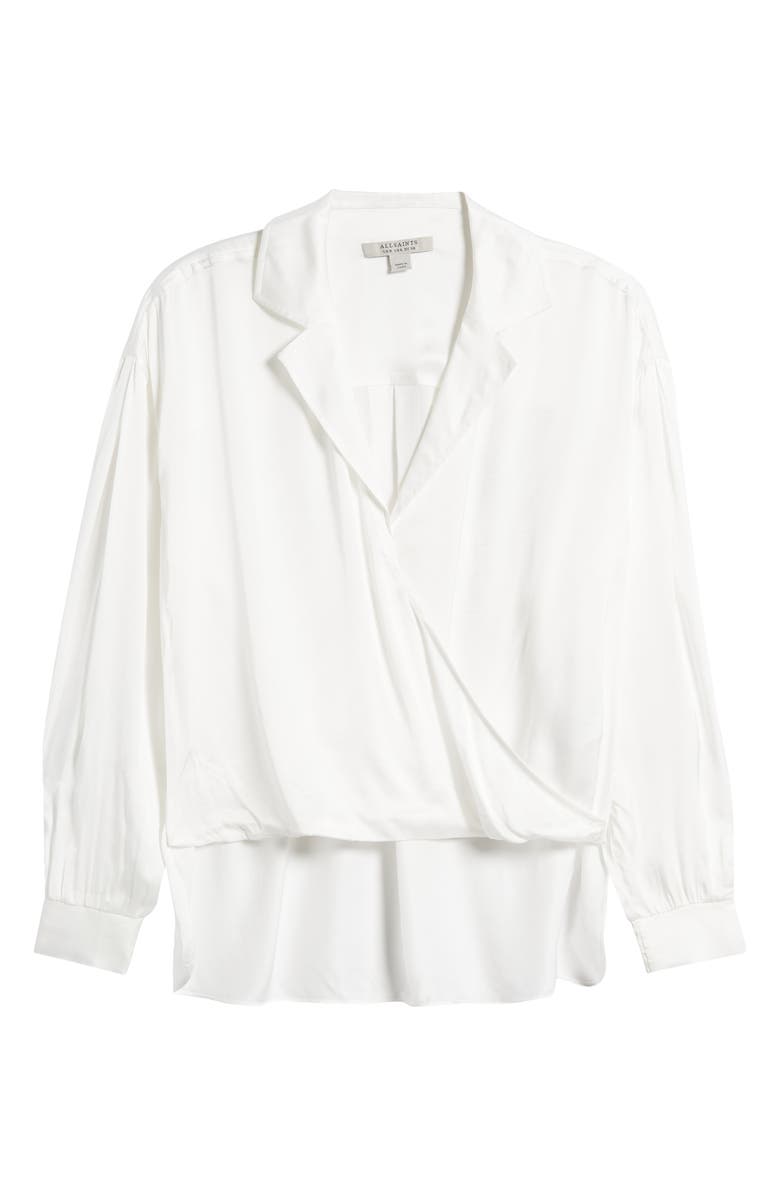 AllSaints Penny Balloon Sleeve High-Low Top, Alternate, color, Oyster White