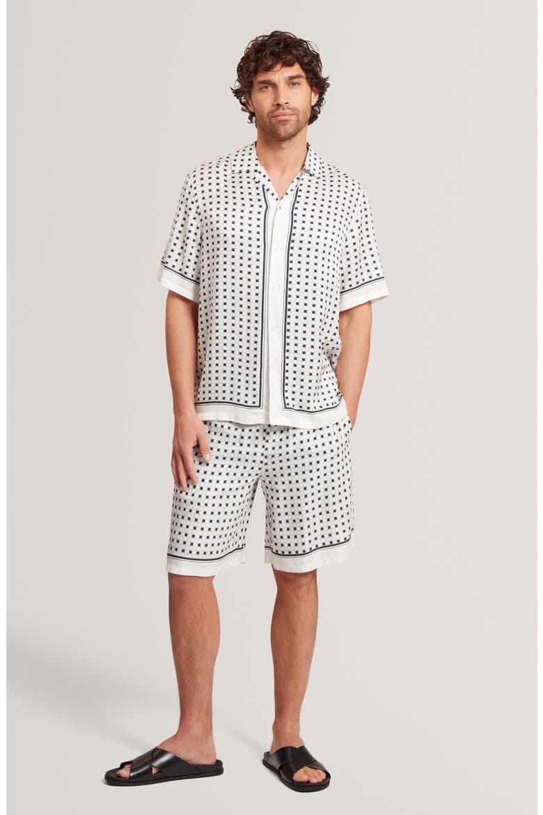 Attlass Geometric Print Cotton & Linen Shorts, Alternate, color, ECRU