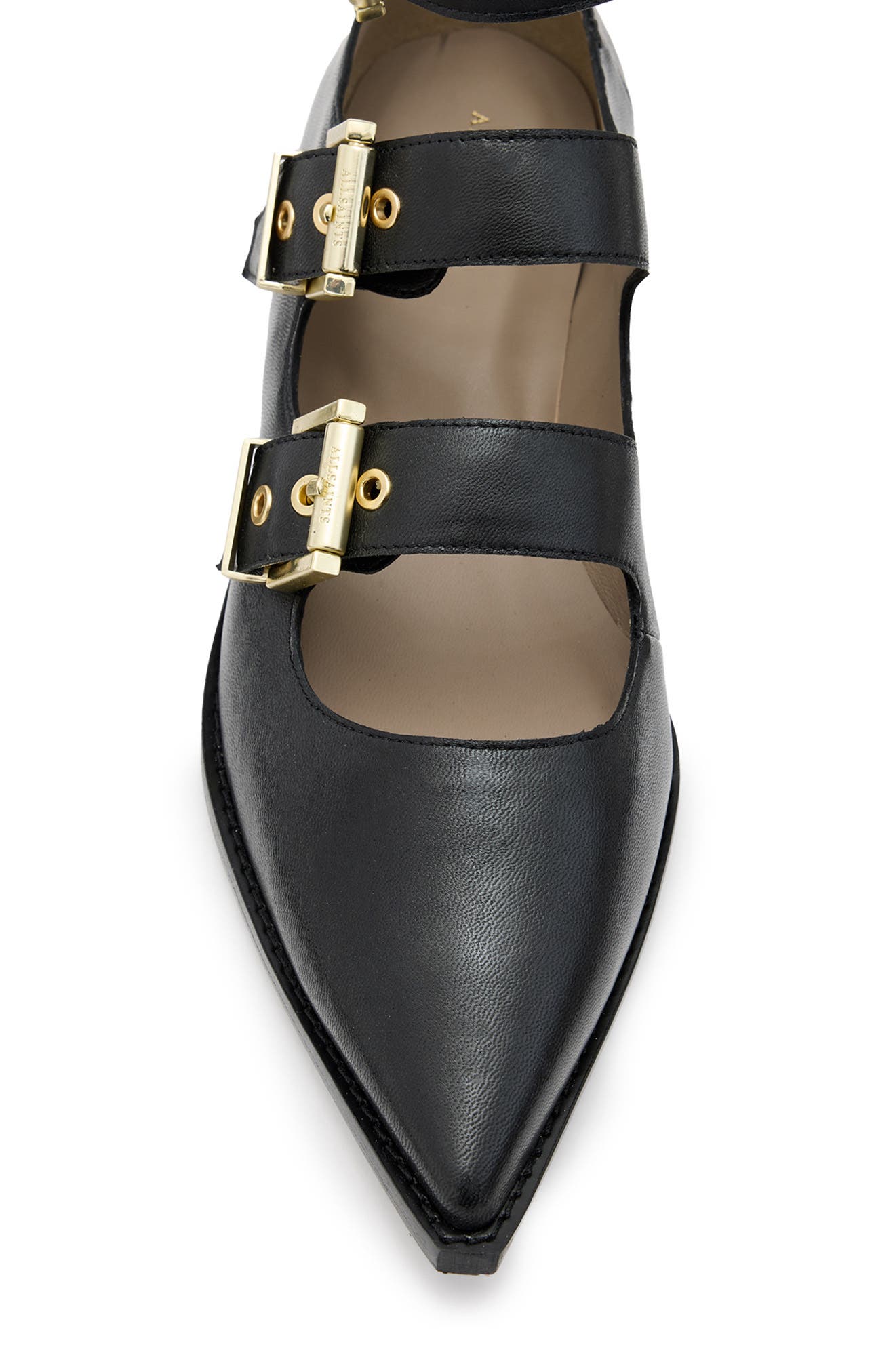 AllSaints Susan Pointed Tow Buckle Flat, Alternate, color, 
