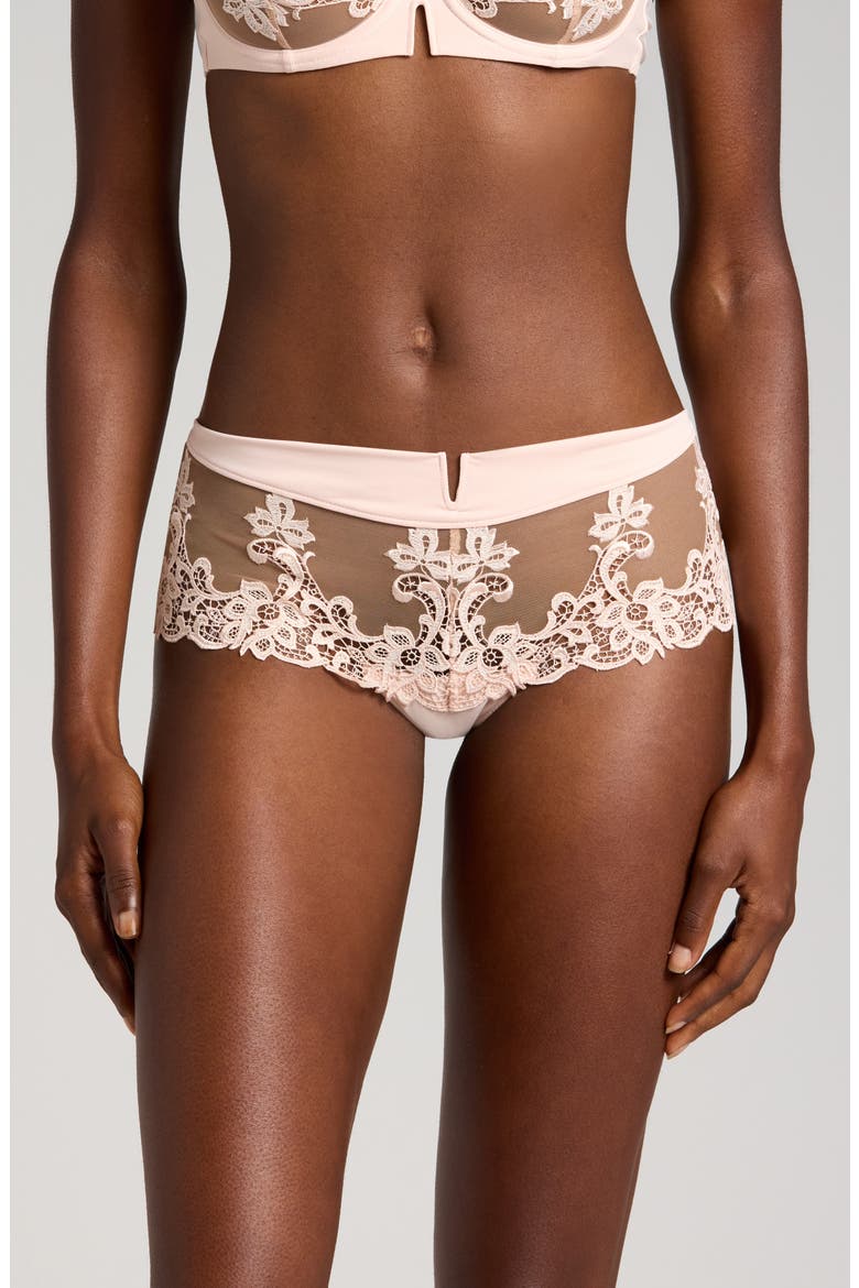 'Saga' Embroidered Boyshort Briefs, Main, color, PINK CORAL