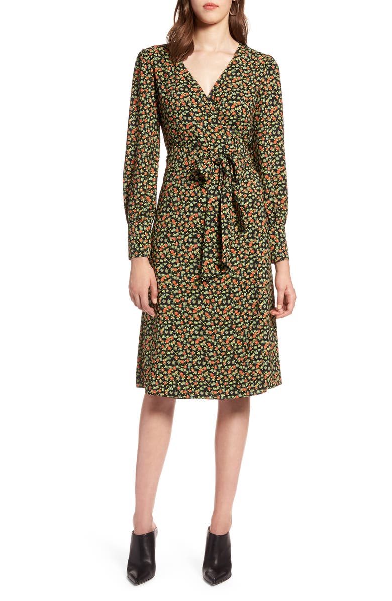 Halogen<sup>®</sup> Long Sleeve Wrap Dress, Main, color, 