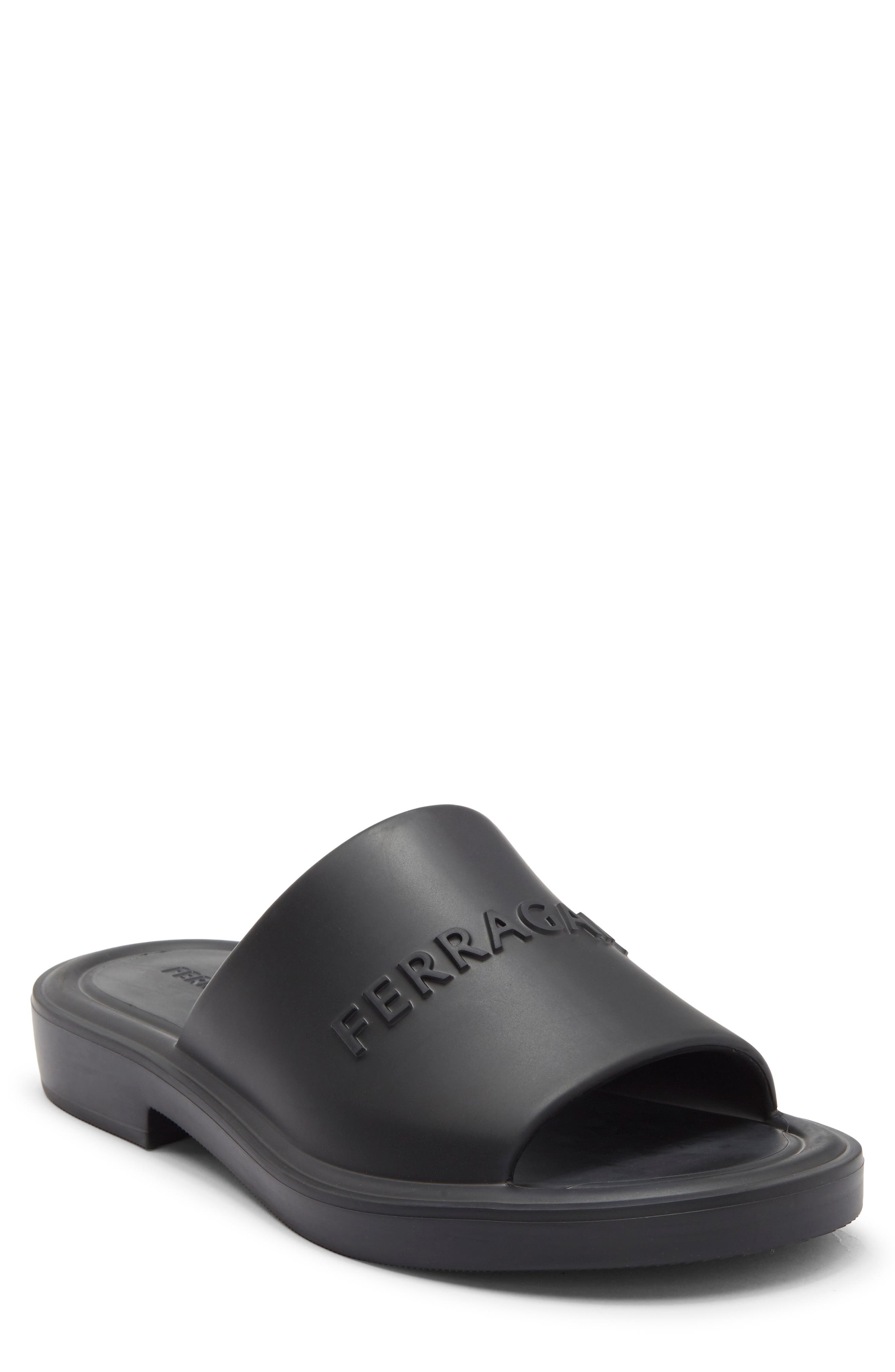 FERRAGAMO Giuneva Logo Embossed Slide Sandal