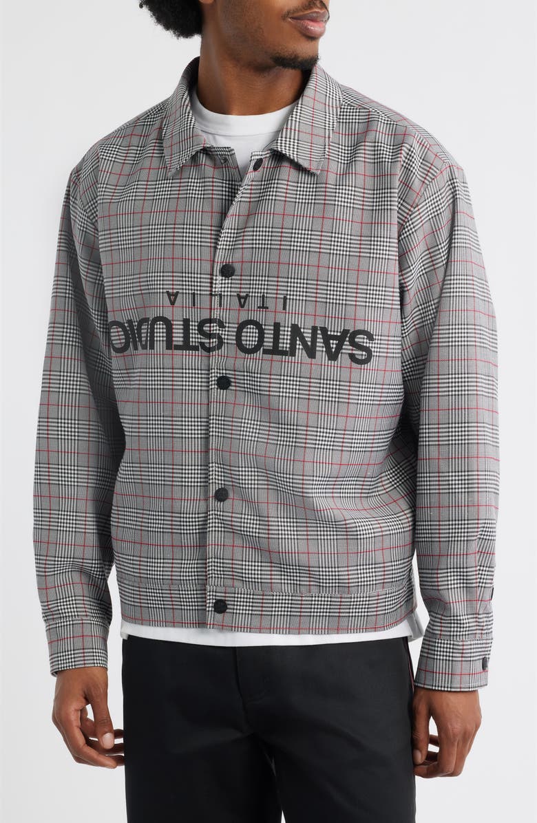 SANTO STUDIO Plaid Shirt Jacket, Alternate, color, Grey