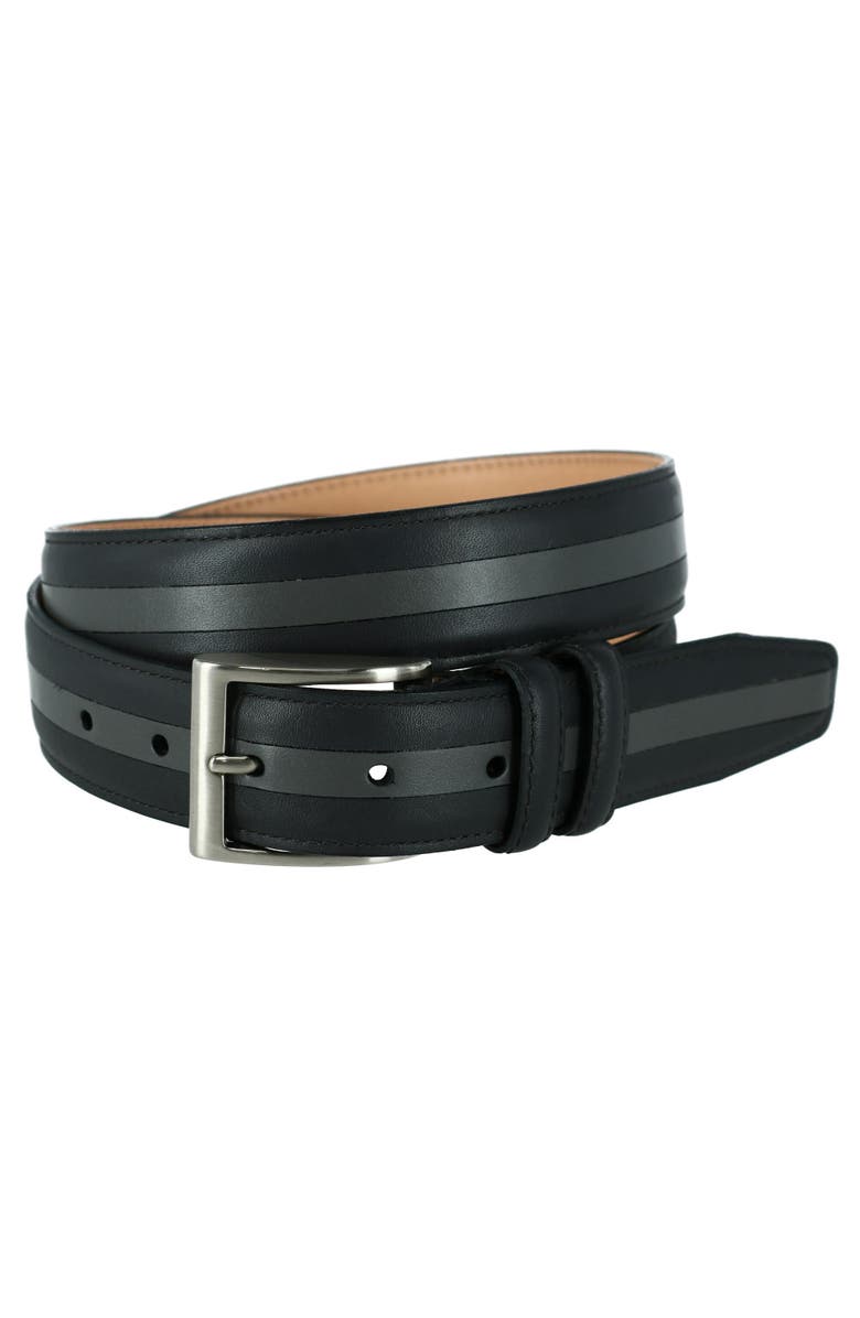 CrookhornDavis Men's The Slate Italian Calfskin Two Tone Inlay Golf Leather Belt, Main, color, Grey