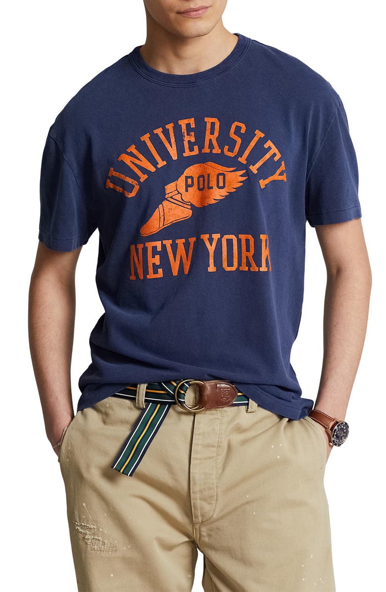 Polo Ralph Lauren University Graphic T-Shirt, Main, color, Dark Cobalt