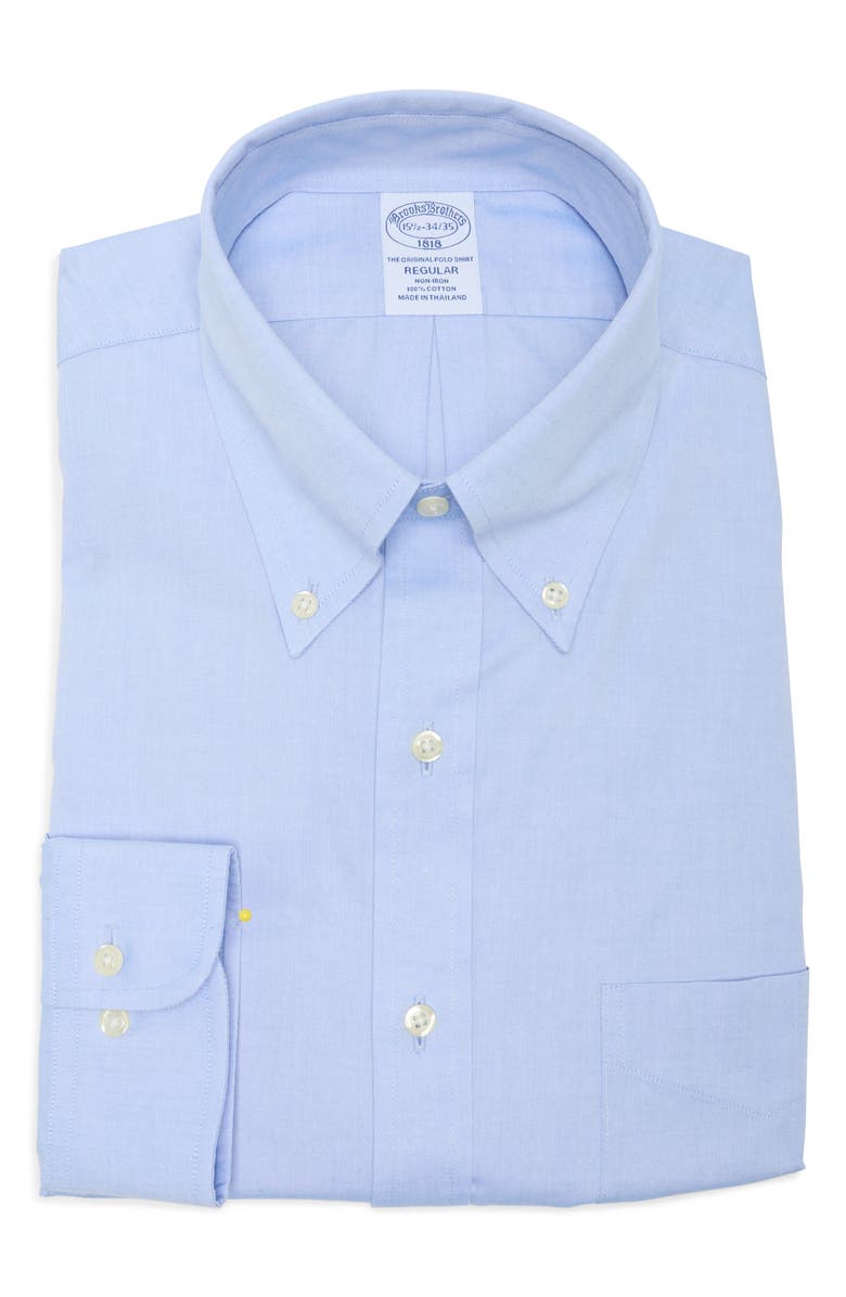 Brooks Brothers Regular Fit Stretch Button-Down Oxford Shirt, Alternate, color, Solid Light Blue