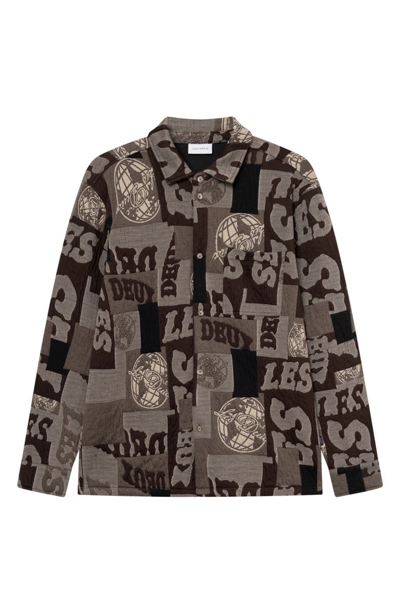 Les Deux Kaleb Patchwork Jacquard Overshirt, Alternate, color, Mountain Grey Brown