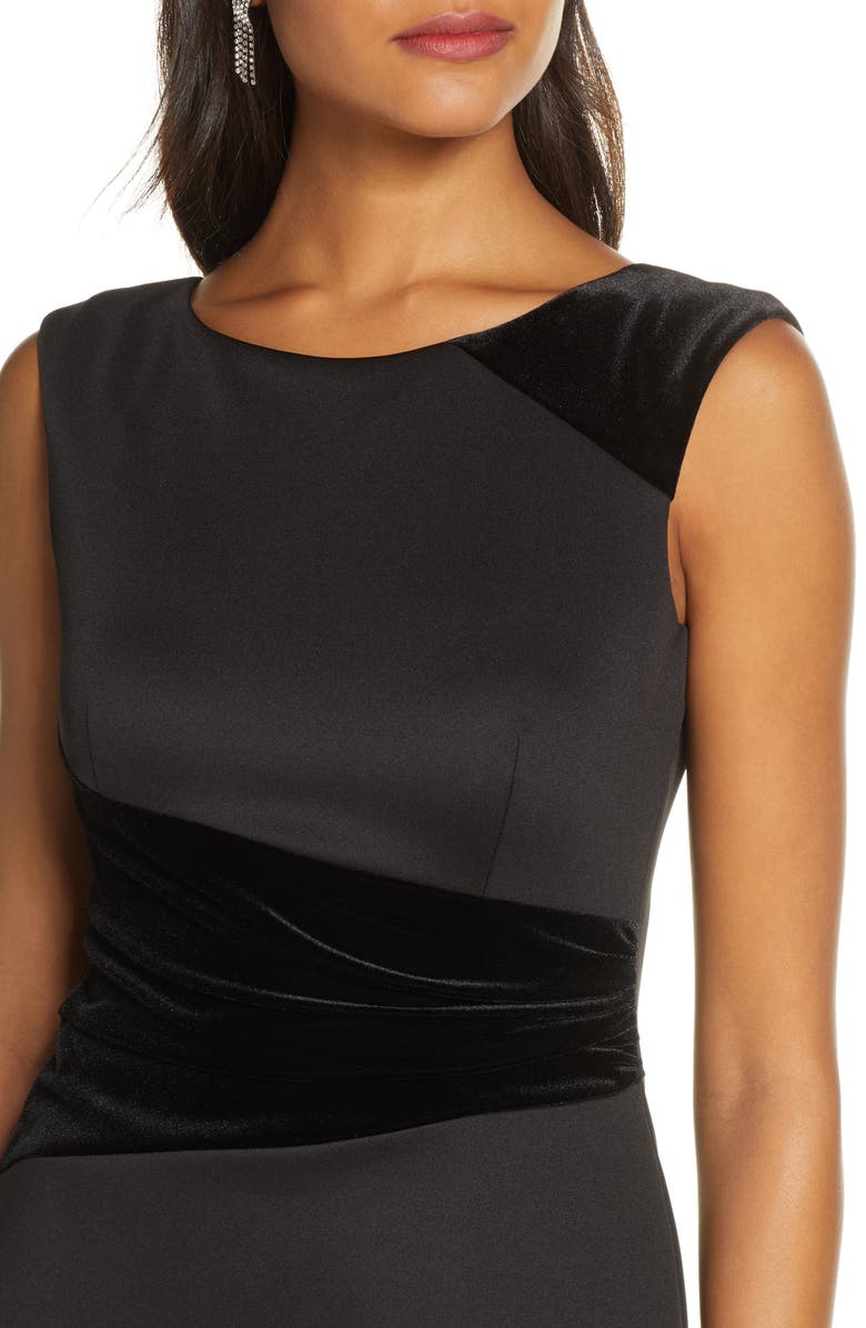 Vince Camuto Velvet Detail Scuba Trumpet Gown, Alternate, color, 