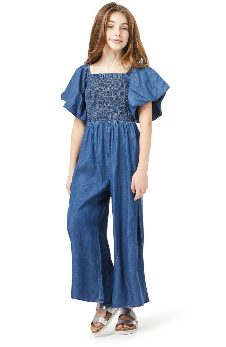 Habitual Girl Bubble Smocked Jumpsuit, Main, color, 