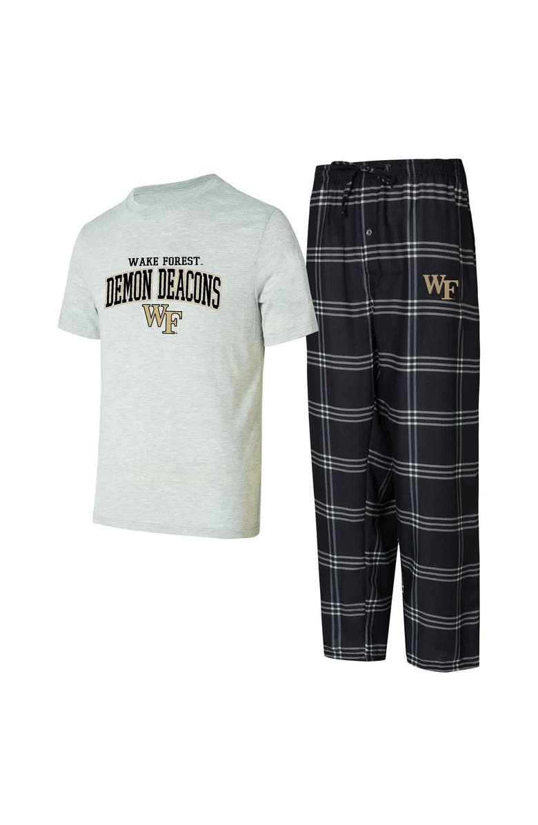 CONCEPTS SPORT Men's Concepts Sport Black/Gray Wake Forest Demon Deacons T-Shirt & Pants Sleep Set, Main, color, Black