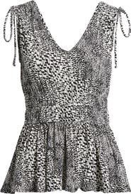 Loveappella Printed Peplum Jersey Top