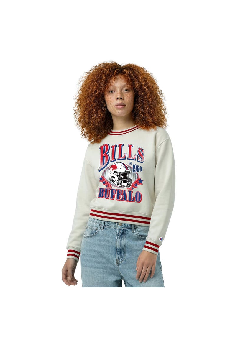 Women's Champion  Cream Buffalo Bills Reverse Weave Fleece Sweatshirt, Alternate, color, Cream
