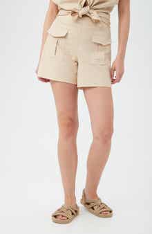 Noemi High Waist Linen Blend Shorts
