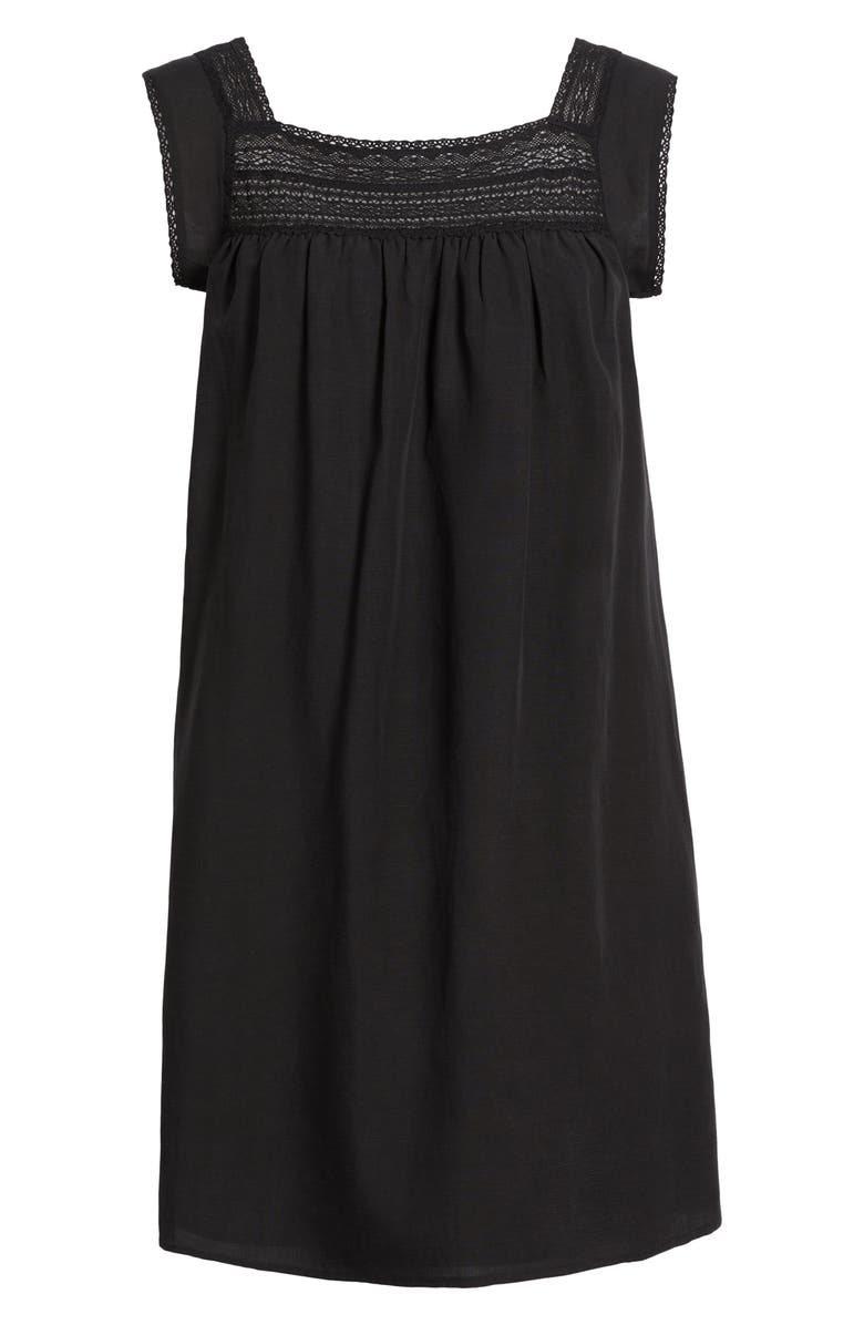 Charles Henry Lace Trim Shift Dress, Alternate, color, Black