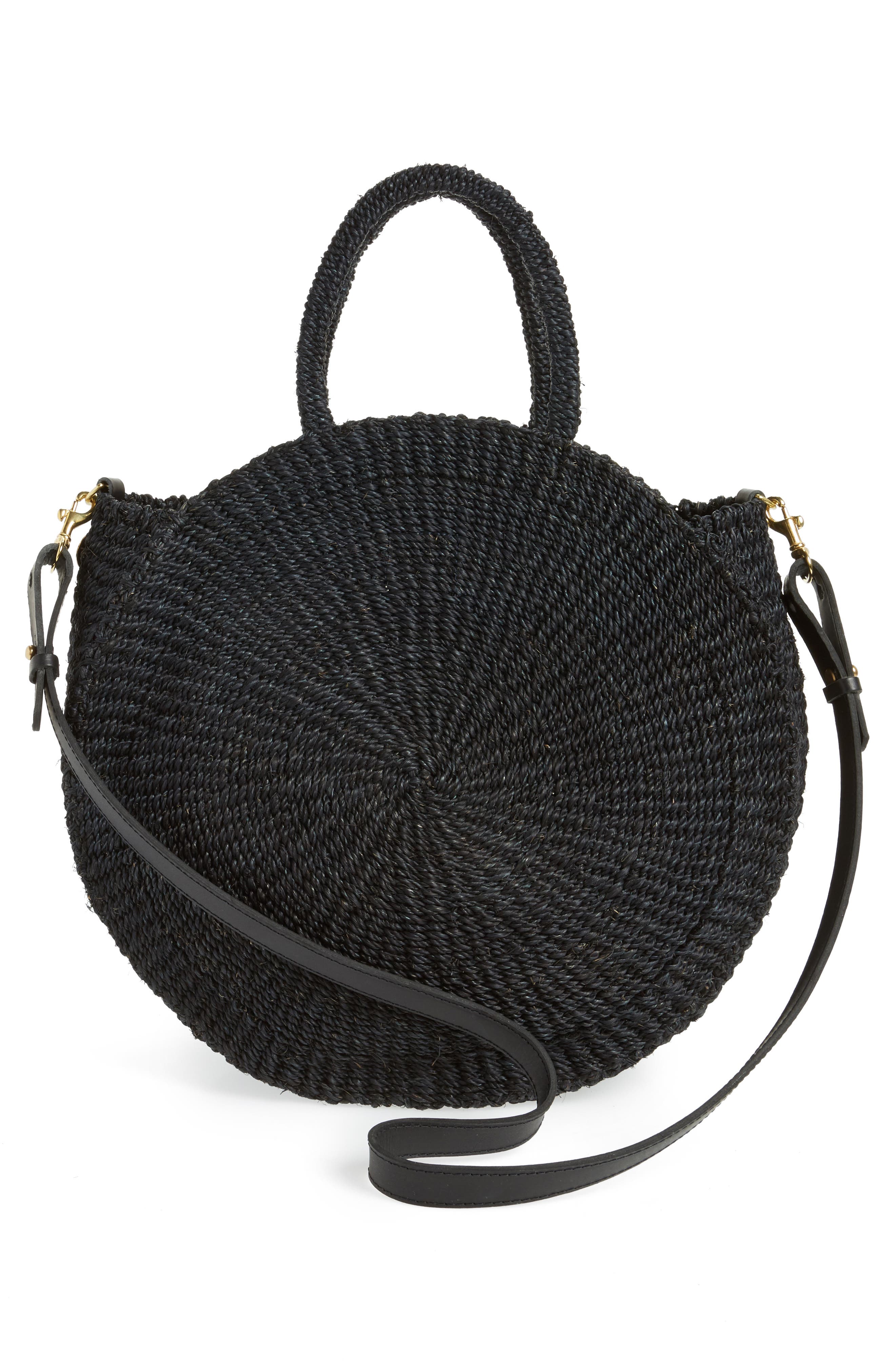Alice Woven Sisal Straw Bag, Alternate, color, BLACK WOVEN