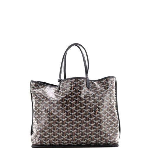 Pre-owned Goyard Goyard Anjou Reversible Tote Coated Canvas Pm In Black