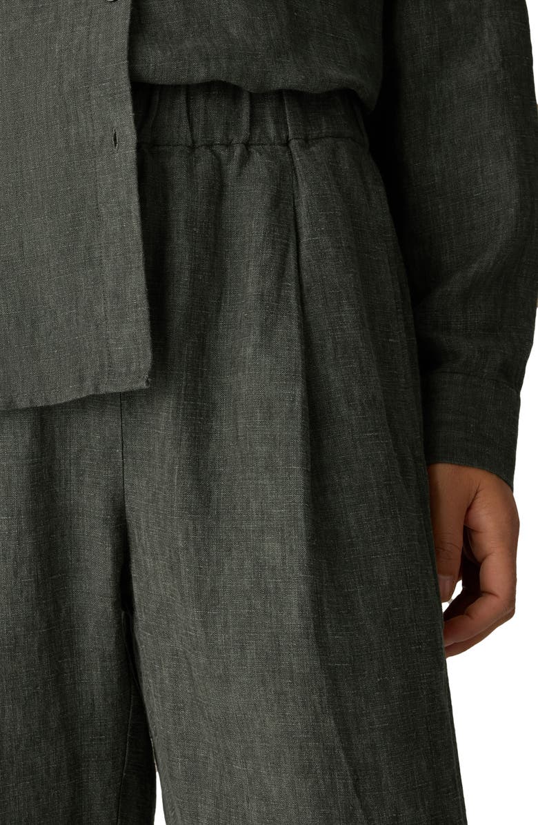 Eileen Fisher Pleated Organic Linen Lantern Ankle Pants, Alternate, color, Bay Leaf