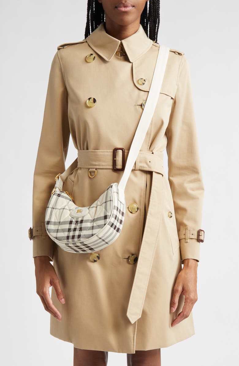 Burberry Horseshoe Check Quilted Twill Crossbody Bag, Alternate, color, Light Beige