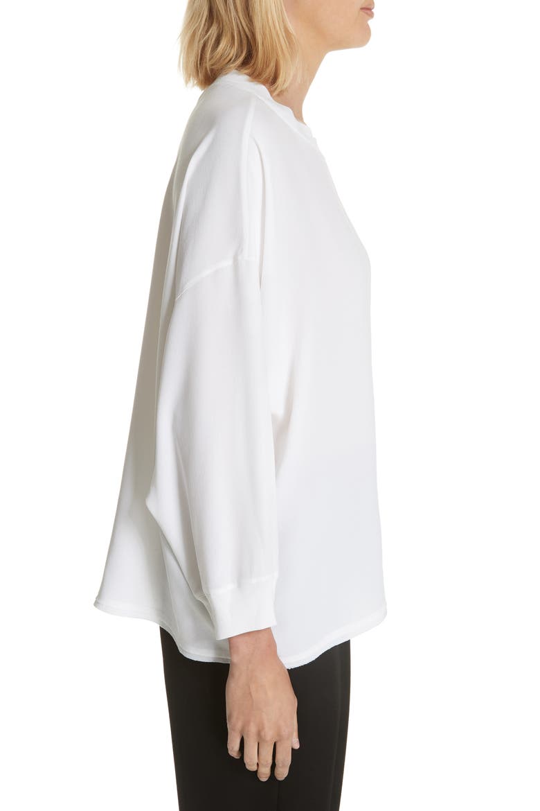 Rib Trim Silk Blouse, Alternate, color, OPTIC WHITE