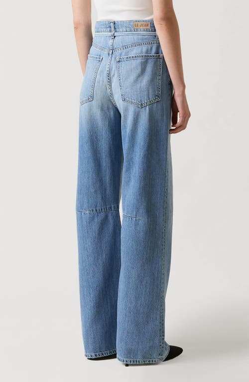 Le Jean Margot Drawstring High Waist Barrel Jeans In Blue