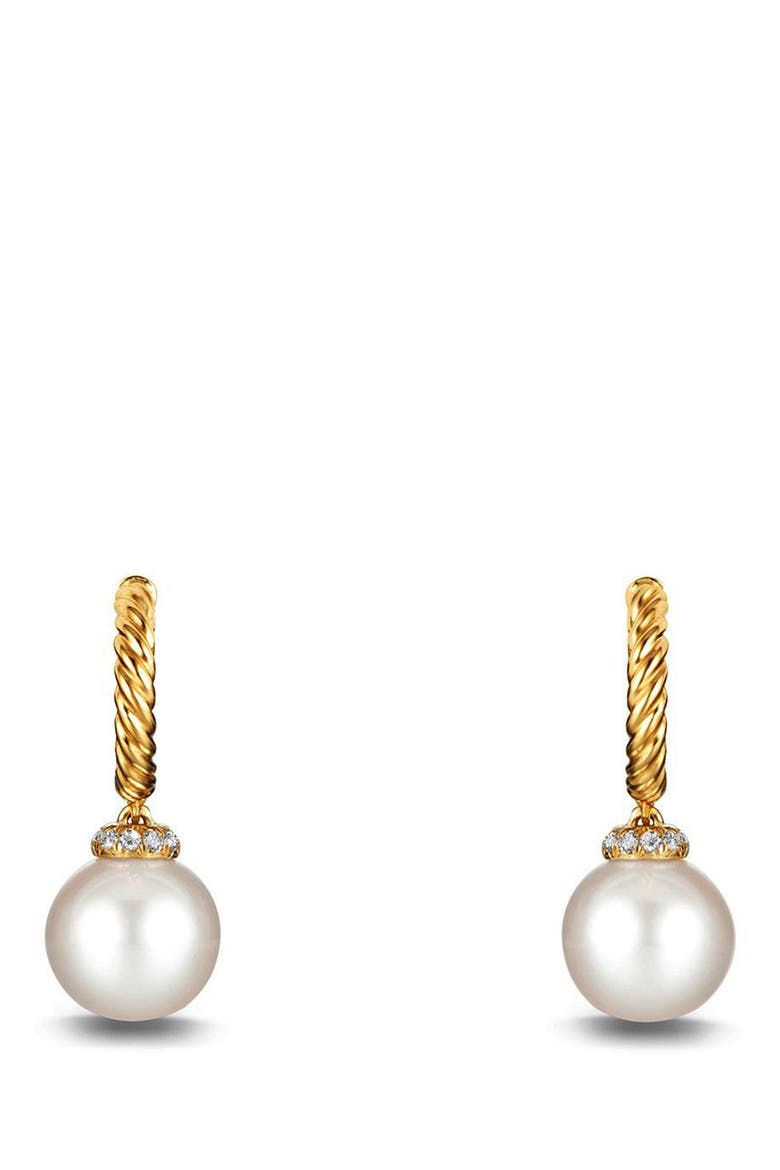 Solari Hoop Earrings with Diamonds and Pearls in 18K Gold, Alternate, color, PEARL