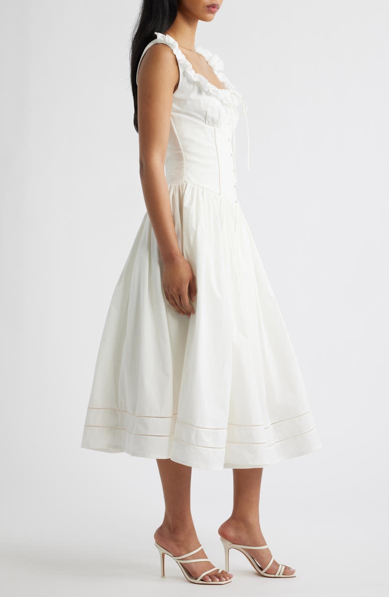 HOUSE OF CB Phoebe Stretch Cotton Broderie Dress, Alternate, color, White