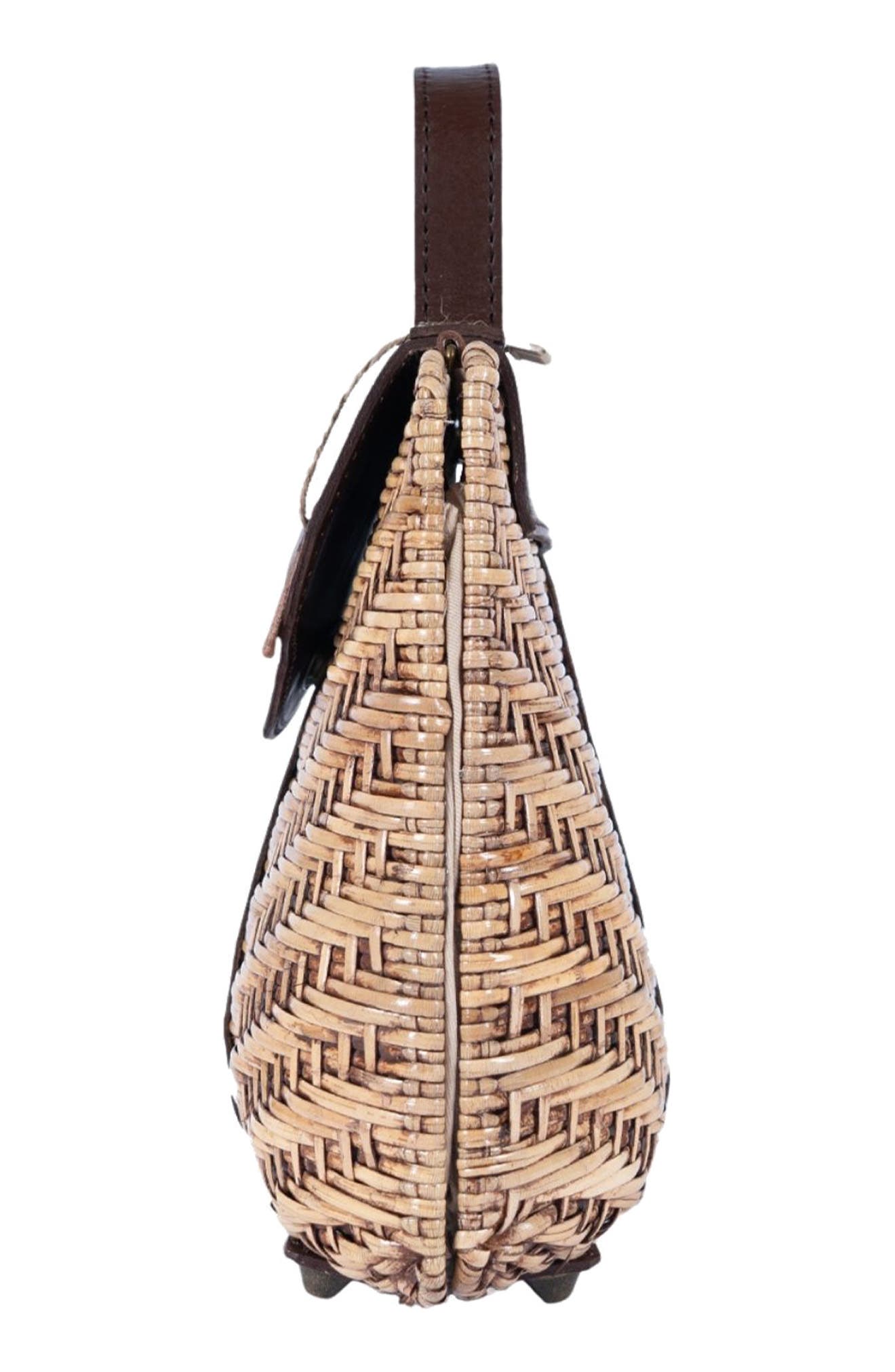 Jelavu Nori Handwoven Rattan Top Handle Bag, Alternate, color, Chocolate