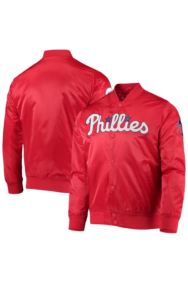Men's Pro Standard Red Philadelphia Phillies Wordmark Satin Full-Snap Jacket, Alternate, color, Red