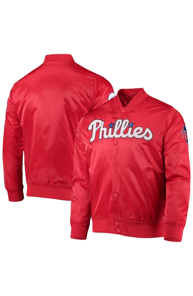 PRO STANDARD Men's Pro Standard Red Philadelphia Phillies Wordmark Satin Full-Snap Jacket, Alternate, color, Red