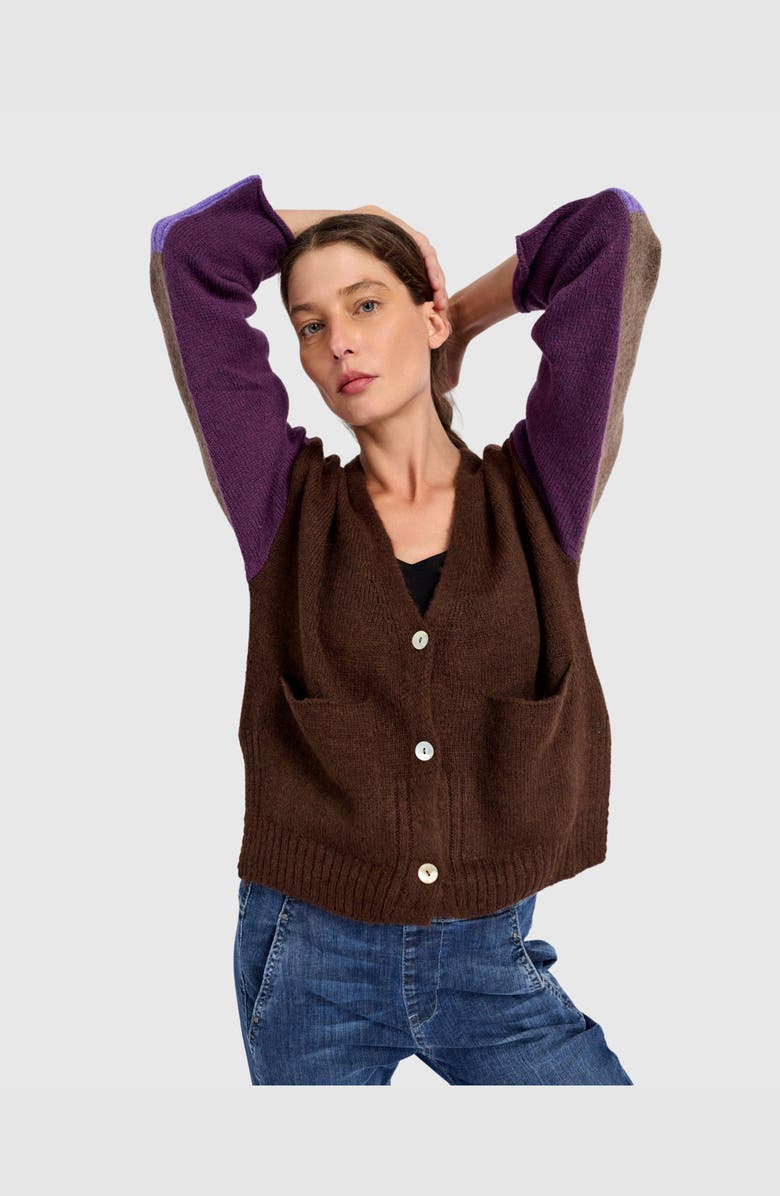 Alembika Finch Cardigan, Alternate, color, Brown/Purple