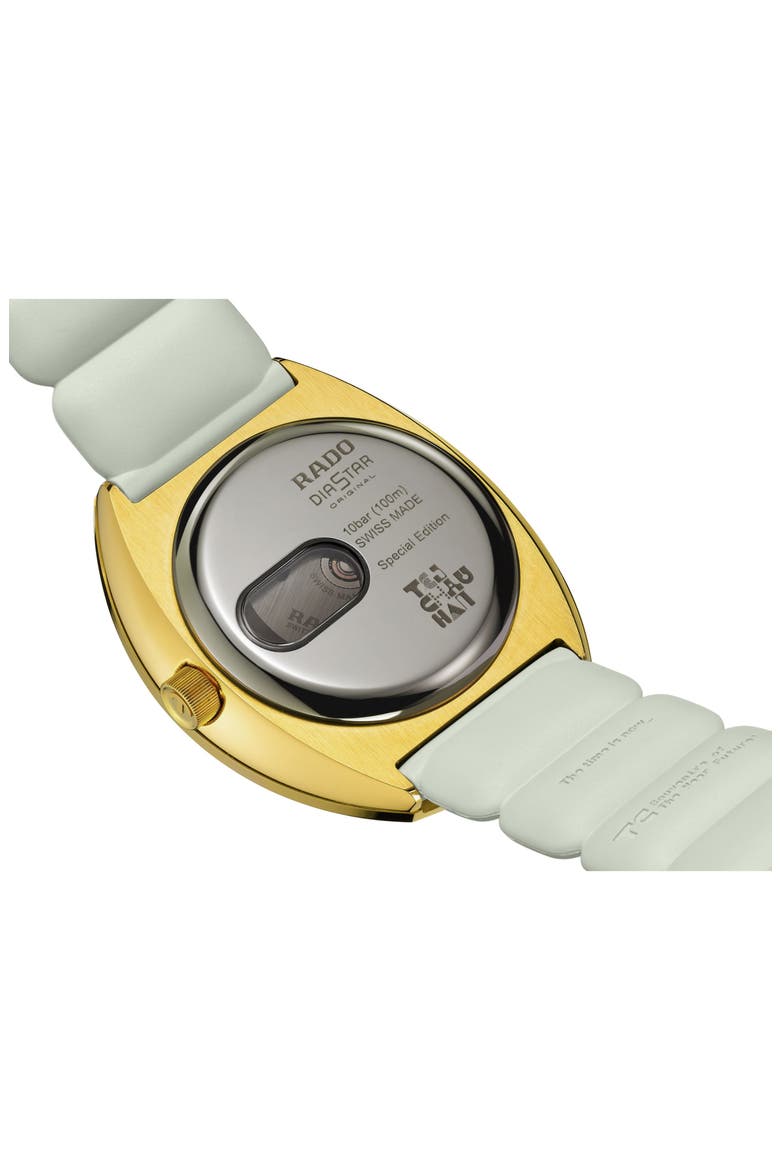 DiaStar Original x Tej Chauhan Automatic Rubber Strap Watch, 38mm, Alternate, color, GOLD
