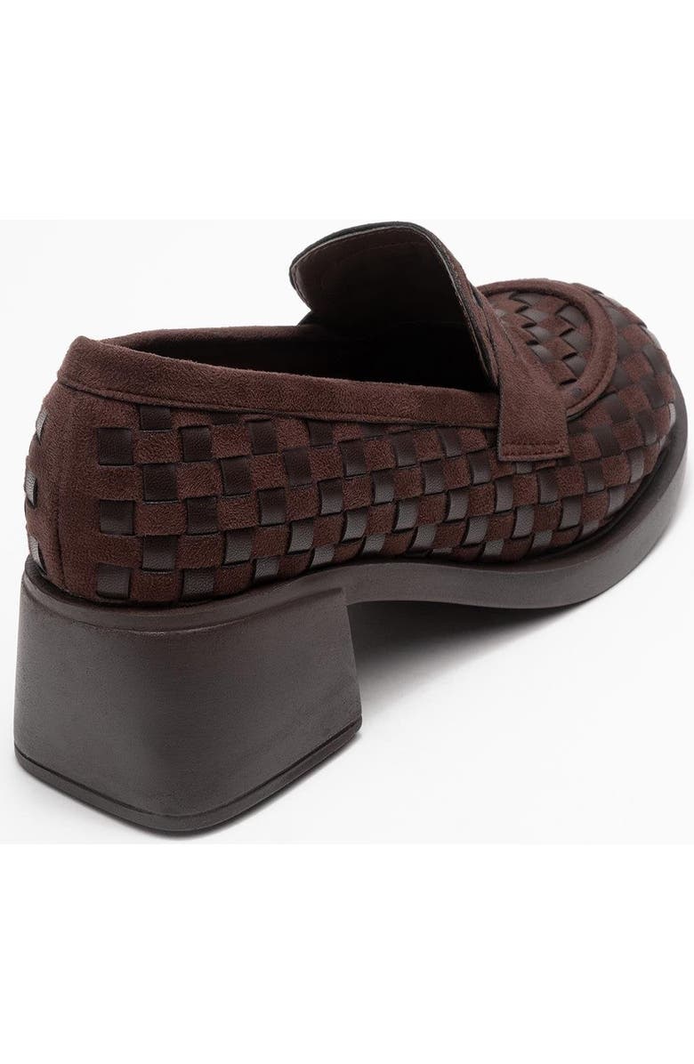 Prologue Shoes Marlon Woven Block Heel Loafer, Alternate, color, Brown Faux Leather